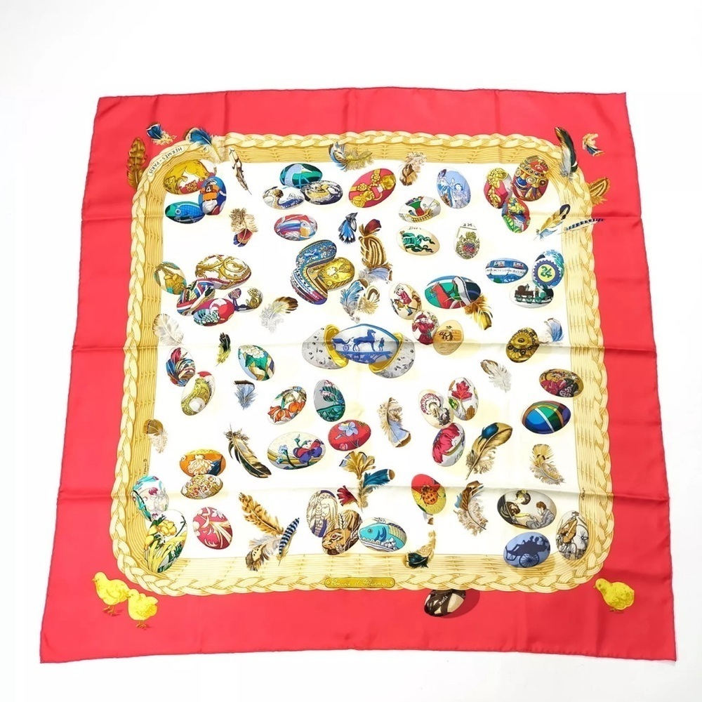 Hermes scarf Carre 90 Reds Silk100% 35X35